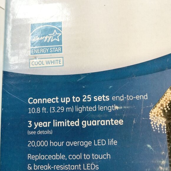 GE Micro Icicle LED Lights Cool White Indoor Outdoor100 Energy Saving  10 Ft - Picture 4 of 10